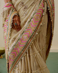 Zehn Saree Set - Beige