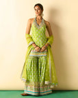 Dwisha Halter Sharara Set - Lime
