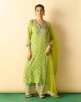 Dwiti Kurta Set - Lime