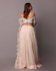 Ivory Shaded Embroidered Blouse And Skirt Set