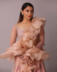 Peach Godet Skirt Set