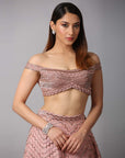 Pink And Rose Gold Lehenga Set