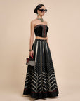 Noir Chevron Corset Skirt Set