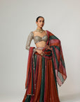 Cranberry Lehenga Pants With Sweetheart Neck Full Sleeve Blouse