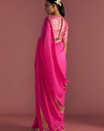Magenta 'Paan-Patti' Saree - Ready to Ship