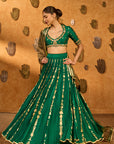 Green Totem Line Lehenga Set