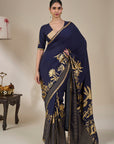 Blue Backwater Postcard Stripe Saree