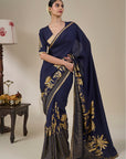 Blue Backwater Postcard Stripe Saree