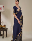 Blue Backwater Postcard Stripe Saree