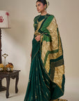 Bottle Green Celestial Moonfall Crush Saree