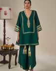 Green Kathakali Muse Kurta Set