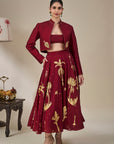Cherry Malabar Masque Skirt Set