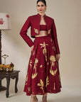 Cherry Malabar Masque Skirt Set