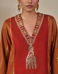 Rust Celestial Moonfall Kurta Set