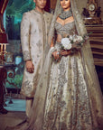 The Aurum Ekru Tree of Life Sherwani