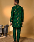 Bottle Green Tropical Kurta Set