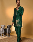 Green Tropical Nandi Kurta Set