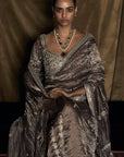 The Masai Landscape British Grey Tissue Saree