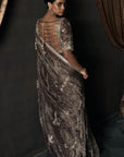 The Masai Landscape British Grey Tissue Saree