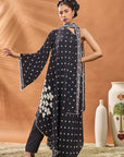 Black All Fours One Shoulder Tunic Set