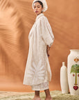 Chanderi Trellis Palm Kaftan Set