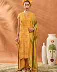 Yellow Spades Blossom Kurta Set