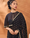 Black Striped All Fours Saree