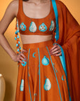 Saffron Sky Striped Lehenga Set