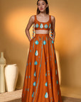 Saffron Sky Striped Lehenga Set