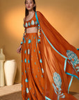 Saffron Sky Striped Lehenga Set