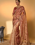 Red Polka Tissue Saree