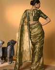 Green Polka Tissue Saree