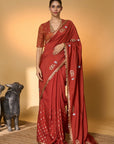 Rust Coastal Crescent Saree