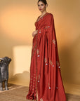 Rust Coastal Crescent Saree