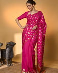 Rani Pink Chand Phool Saree