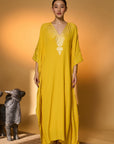 Yellow Tribal Mask Kaftan