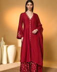 Red Deer Totem Kurta Set