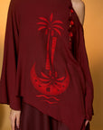 Maroon Lunar Lagoon Skirt Set