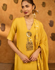 Spiced Ochre Gilded Kettle Kurta Set - Ready to Ship