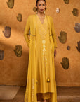 Spiced Ochre Pop Pendant Anarkali Set - Ready to Ship