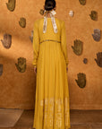 Spiced Ochre Pop Pendant Anarkali Set - Ready to Ship