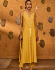 Spiced Ochre Pop Pendant Anarkali Set - Ready to Ship