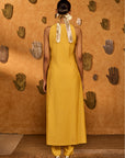 Spiced Ochre Pop Pendant Anarkali Set - Ready to Ship