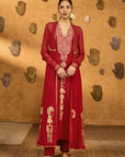 Red Pop Pod Pendant Anarkali Set - Ready to Ship