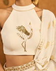 Ivory Soft Lantern Sticthed Saree - Ready to Ship