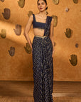 Navy Blue Snow Light Stitched Saree