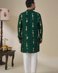 Bottle Green Kochi Conch Kurta Set