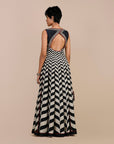 Midnight Blue Chevron Anarkali