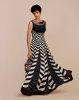 Midnight Blue Chevron Anarkali