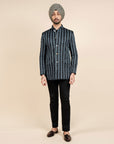 Midnight Blue Chevron Bandhgala